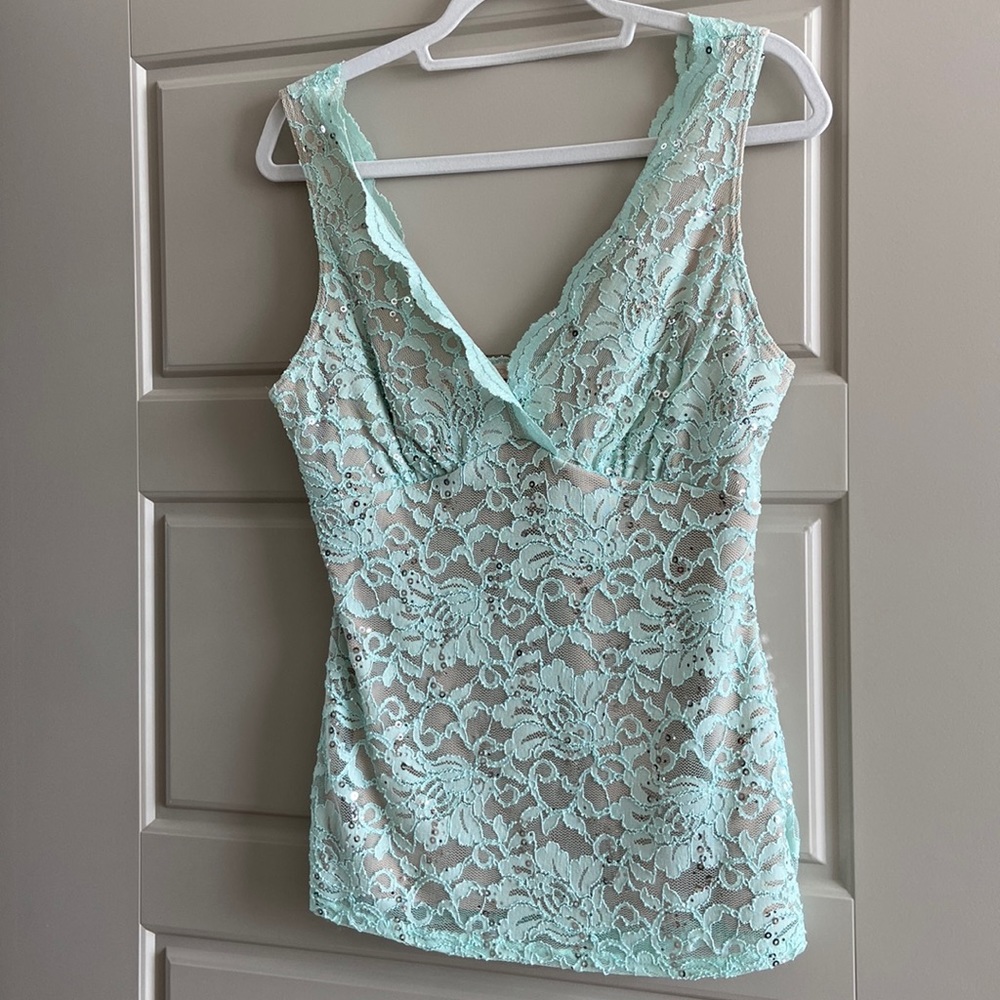 Mint green Boston Proper lace top